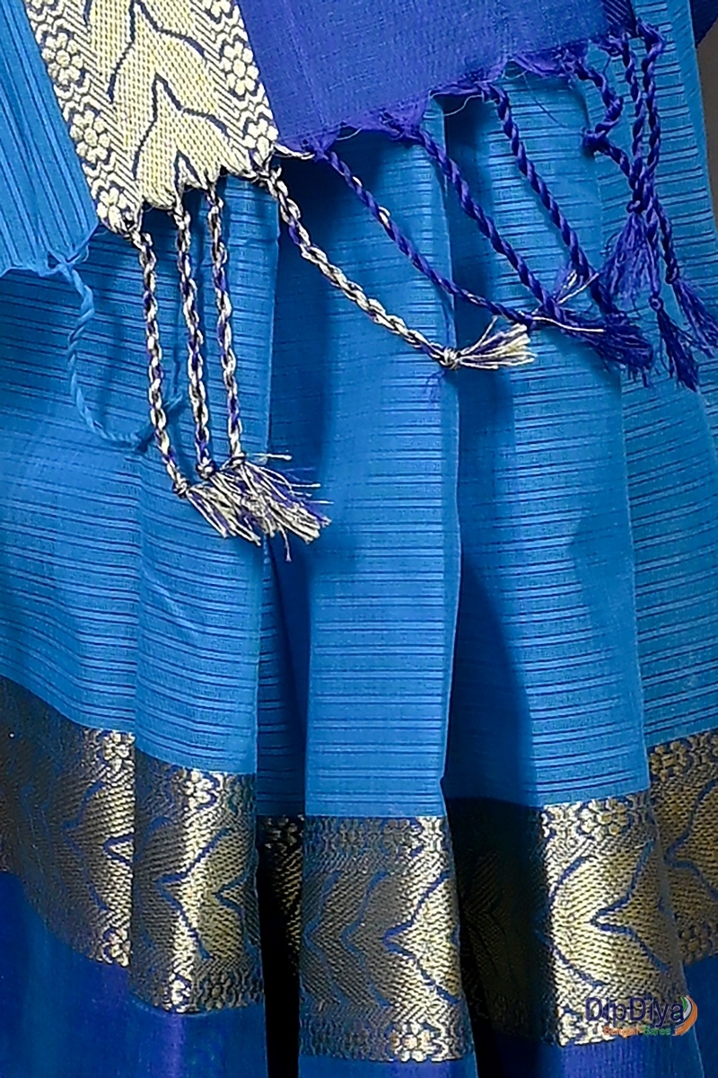 Sky Blue Pure Cotton Parvin Tant Saree (580)